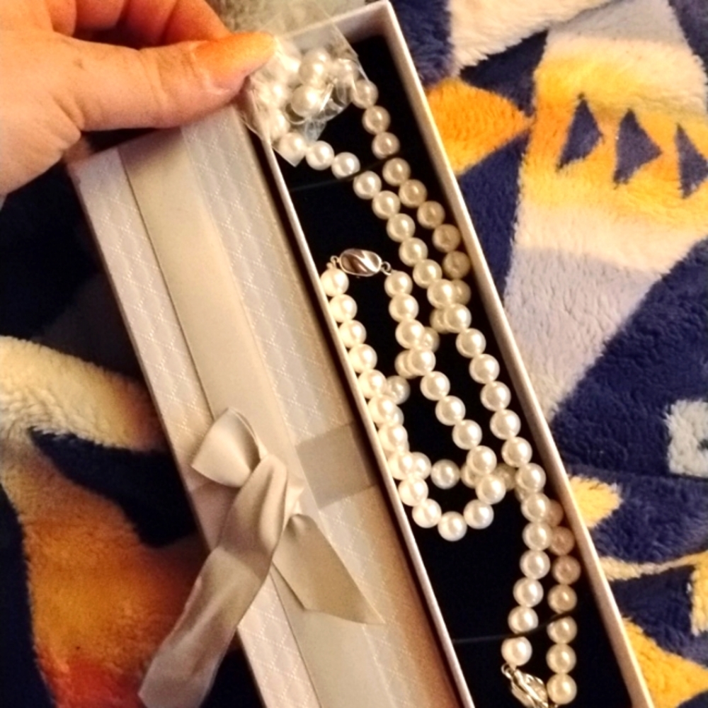 Pearl set with earrings and bracelet sterling silver